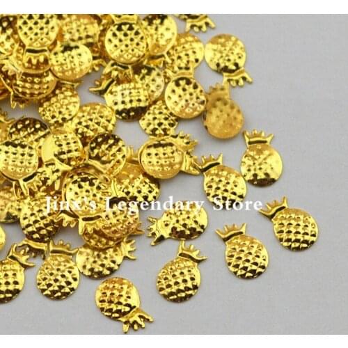 100PCS Beauty Gold Silver pineapple 3D Metal Nail Art Decoration Accessories Nail Styling Design Tools