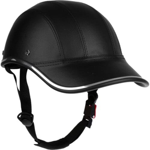 2021 Motorcycle Leather Helmets Bike Scooter Half Covered Protective Hard Helmet Safety Unisex Racer Helmet Baseball Cap Style