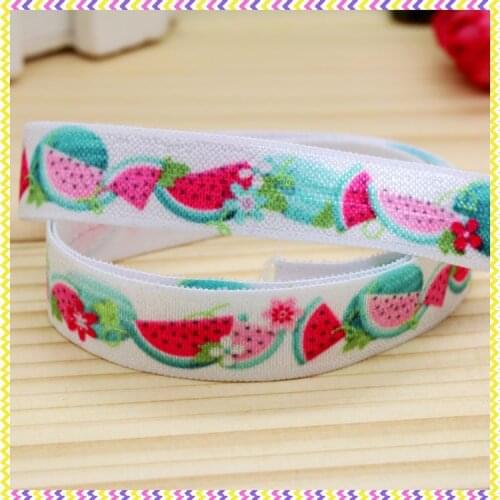 5/8'' Free shipping Fold Elastic FOE watermelon printed headband headwear hairband diy decoration wholesale OEM P4359