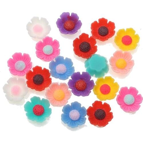 50pcs Kawaii Resin Flowers Flatback Cabochon Scrapbook Craft Clear Embellishments DiyDecor For Headwear Phone Nail Art Stickers
