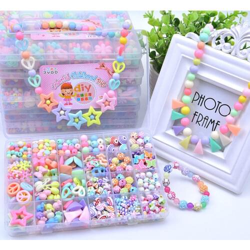 500-580Pcs DIY Hands-on Ability Child Beads Toys Educational Toy Gifts For Girls Cute Beautiful Colorful Necklace Toys