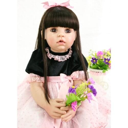 60cm handamde Silicone Reborn Baby Doll Toys 24inch Princess Toddler Dolls With Long Hair Girls Brinquedos play house toys