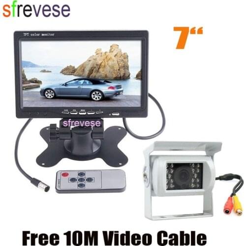 7" LCD Monitor Car Rear View Kit + 18 LED IR Night Vision CCD Parking Backup Reversing Camera White for Bus Truck Motorhome