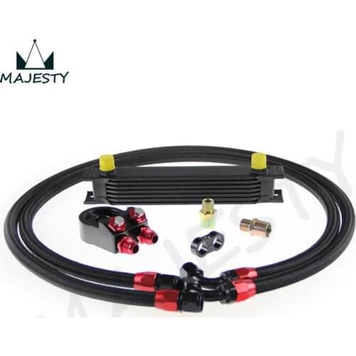 7 ROW AN10 UNIVERSAL ENGINE TRANSMISSION OIL COOLER british+ FILTER KIT BLACK