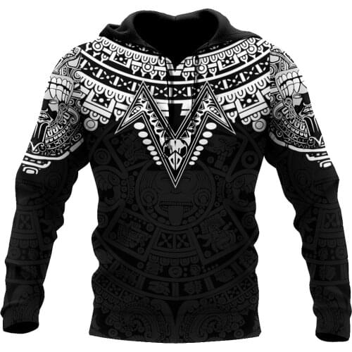 Aztec Mexico Tattoo 3D Printed Hoodie Man Women Harajuku Outwear Zipper Pullover Sweatshirt Casual Unisex Jacket Tracksuit K-234