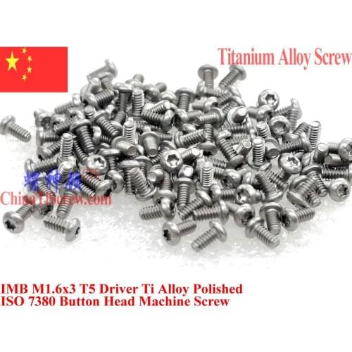 Titanium Alloy screws M1.6x3 M1.6x8 ISO 7380 Button Head Torx T5 driver Polished 12pcs