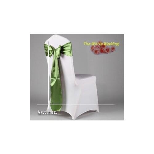 Free Shpping to Europe Cheap Willow Green Wedding Satin Chair Sash For Wedding Decoration