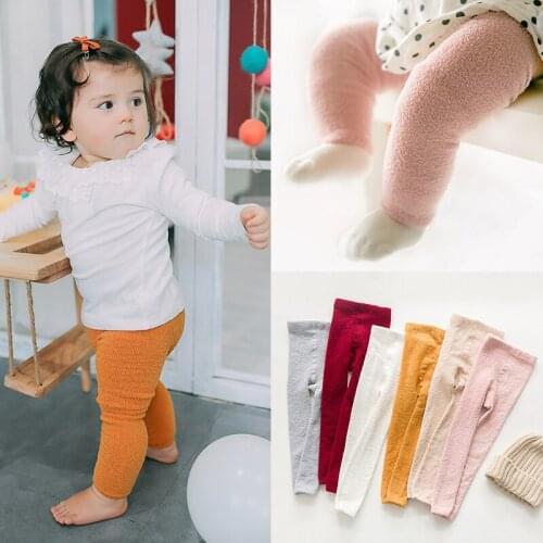 Baby Girl Pant Warm Soft Fleece Trousers Elastic Candy Color Toddler Clothing 0-3T Winter Fall Legging Unisex Infant Boy Pants