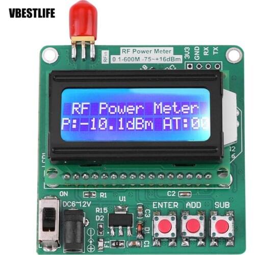 Accurate Power Meter Digital LCD RF Power Meter -75~16 dBm 1-600MHz Radio Frequency Attenuation Value AT Attenuation dB Module