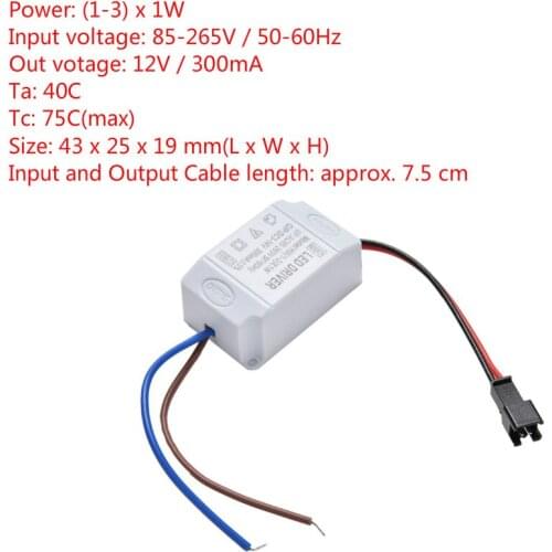 Electronic Transformer LED Power Supply Driver Adapter 3X1W Simple AC 85V-265V To DC 2V-12V 300mA LED Strip Driver