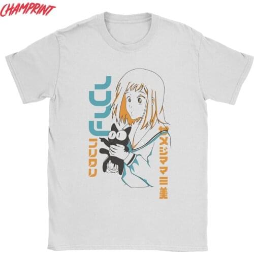 FLCL Mamimi And Ta-kun T-Shirt Men Anime Leisure 100% Cotton Tees Crewneck Short Sleeve T Shirts Plus Size Clothing