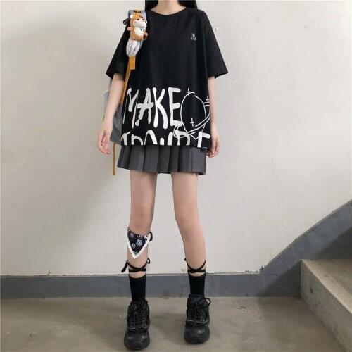 College style design sense printed short-sleeved T-shirt all-match loose Japanese top