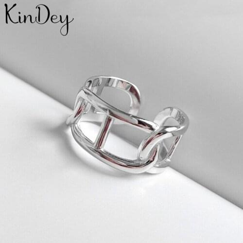 Kindey Exaggerated Silver Color Hollow Chains Rings For Women Engagement Jewelry Girls Open Finger Rings