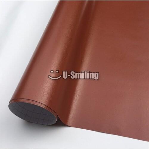 Brown Leather Car Vinyl Wrap Film Stickers PVC Car Sticker Decal Film Computer Cover Console Phone Skin
