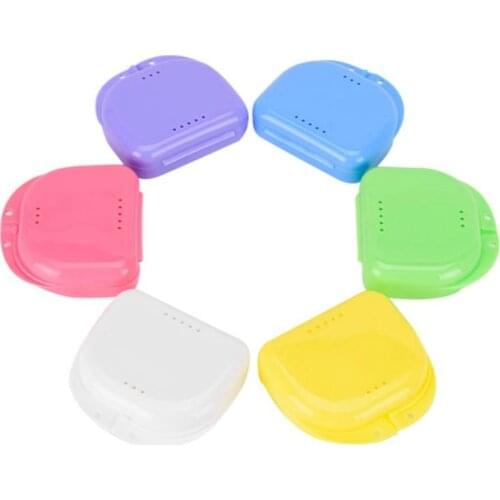 50pcs/lot Dental Partial Denture Storage Box Orthodontic Brace Retainer Small Prosthesis Teeth Case Mouthguard Boxes with Hole