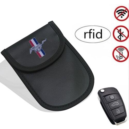Leather Car keys case bales shielding signal for Ford Mustang GT SHELBY