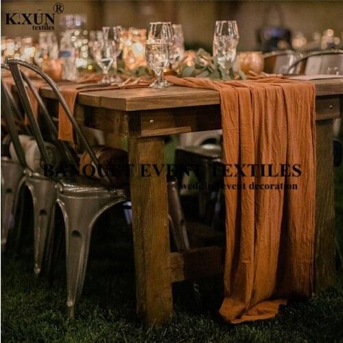 Beauty Looking Rustic Gauze Table Runner Party Cheesecloth Tablecloth Runners For Wedding Event Party Decoration