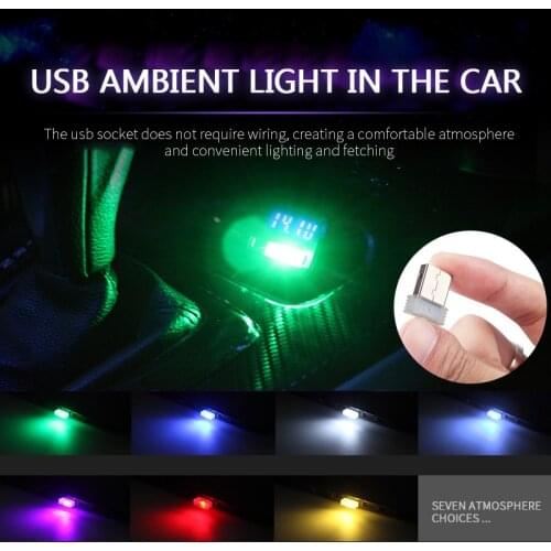 Mini LED Car Light USB Atmosphere Lights Colorful Car Ambient Light Decorative Lamp Emergency Lighting Portable Car Accessories