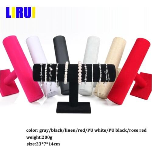 Fashion 5 Colors Velvet Bracelets Anklet Watch T-Bar Rack Jewelry Hard Display Stand Holder Jewelry Organizer Hard Display Stand
