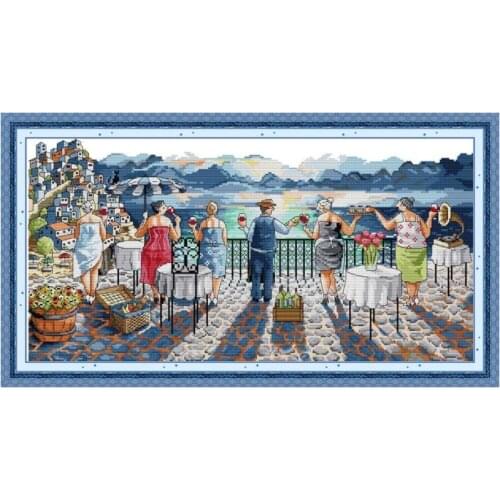 Leisure Life Joy Sunday Cross Stitch Kit Stamped 14ct 11ct Count Print Canvas Stitches Fabric Embroidery DIY Handmade Needlework
