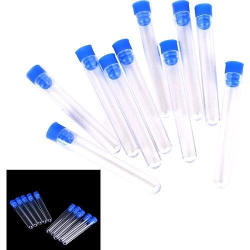 New 10pcs Clear Plastic Test Tubes Hard Plastic Test Tube With Wing Plug for Office School Chemistry Supplies 15x100mm