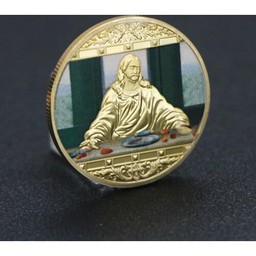 Very Beautiful Jesus Revival Last Supper Gold Colorful Coins European Christian Bible Collecting Commemorative Coins