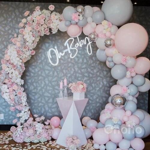 Ohoho Macaron Pastel Pink Balloon Arch Kit Girl Birthday Party Decoration Baby Bride Shower Wedding Ballon Garland Accessories