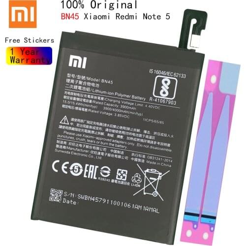 Xiao mi 100% Orginal BN45 4000mAh Battery For Xiaomi Redmi Note 5 Note5 BN45 Phone Replacement Batteries
