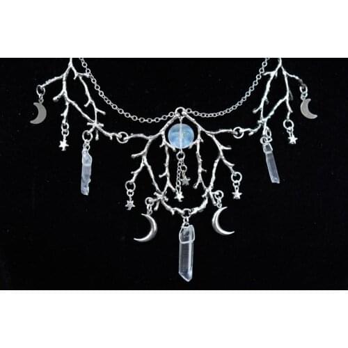 Crescent Moon necklace,Moon Goddess necklace ,pagan gothic necklace choker