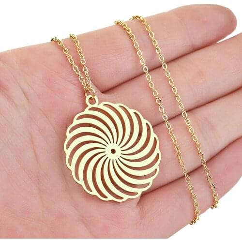 QIAMNI Triple Circle Spiral Symbol Runes Circle Amulet Pendant Necklace Magic Pagan Talisman Jewelry for Women Lovers Gift