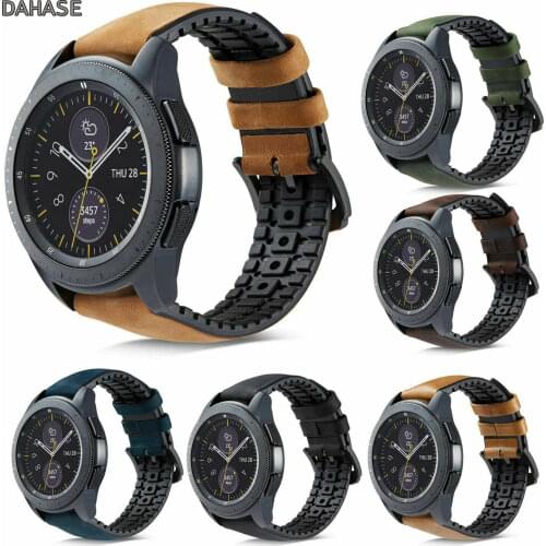 Silicone Genuine Leather Watchband 20mm 22mm for Samsung Galaxy Watch 42mm 46mm R810/R800 Quick Release Band Strap Bracelet