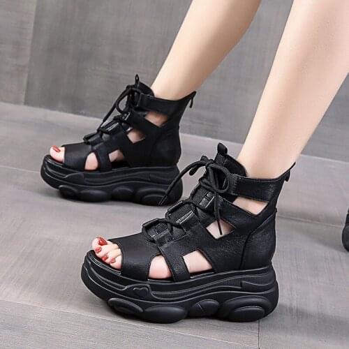 Fish Mouth Platform Sandals New Summer Fashion Comfortable Casual Black Sports Trifle High Top Roman Sandals X775