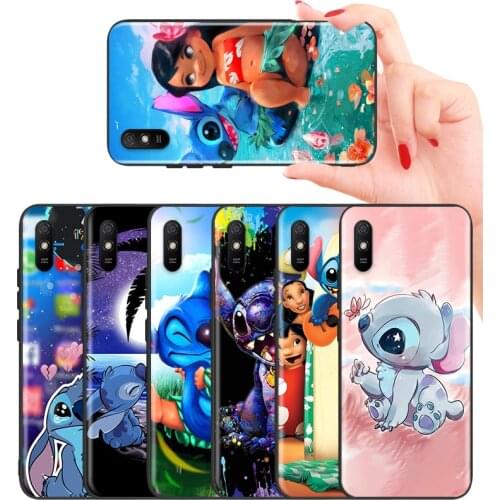 Cute Cartoon Stitch Silicone Cover For Redmi 9C 9T 9I 9AT 9A 9 8 A 7 A 6A 6 5 A 4X Prime Pro Plus Black Soft Phone Case