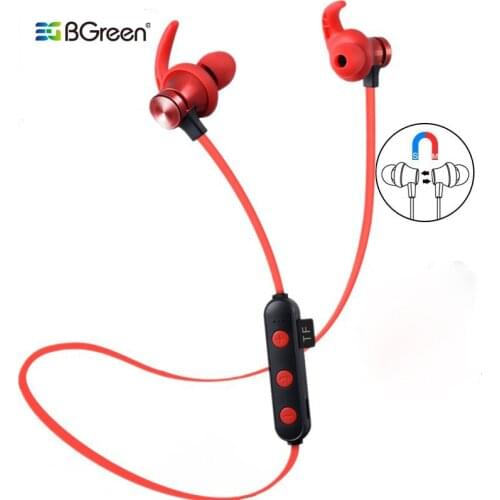 BGreen Bluetooth Sports Earphone Waterproof Wireless Stereo Sport Headset With Built in MP3 Micro SD TF Card Playback