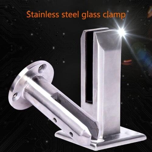 304 Stainless Steel Glass Clamp Holder Square Round Glass Pool Fence Clamp Home Garden Stairs Balcony Glass Floor Clamp