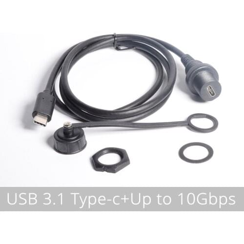 30cm Gold Plated USB Type C 3.1 Mount Extension Dash Flush Cable for Car, Boat, Motorcycle, Truck Dashboard (USB-C 3.1 10Gbps)