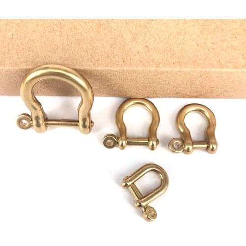 High Quality Solid BRASS XS/S/M/L bow shackle Buckle Shackle Joint Connect Key Chain Hook Leathercrafts