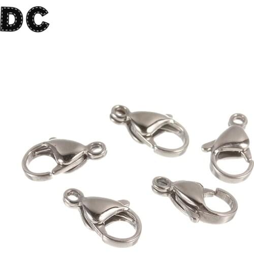 DC 25pcs Stainless Steel Rhodium Plated 12x7mm Lobster Clasp Hooks For Necklace&Bracelet Chain DIY Jewelry Making Accessories
