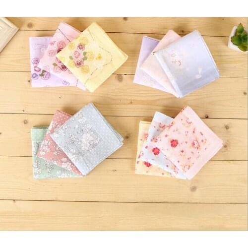 45*45Handkerchief Women Cotton Colorful Printing Flower Pocket Square girls Casual Streak Square Pockets hankerchief