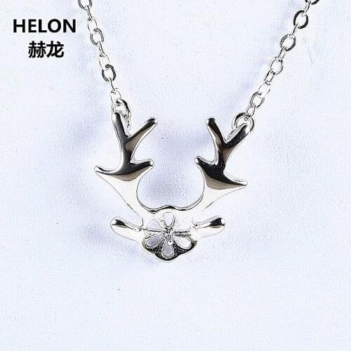 Sterling Silver 925 White Gold Color Women Necklace Pendant Semi Mount For 5-6mm Pearl or Round Bead Fine Jewelry Wholesale