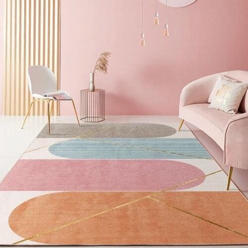 Living Room Coffee Table 3D Gold Diamond Velvet Printing Geometric Abstract Household Carpet Bedroom Study Printing Floor Mat