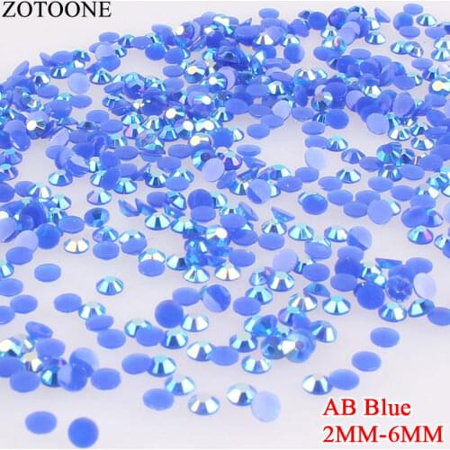 ZOTOONE 1000Pcs Crystal AB Blue Resin Rhinestones For Nails Art Clothes Decoration Diy Colorful 2-6mm Self Adhesive Rhinestone D