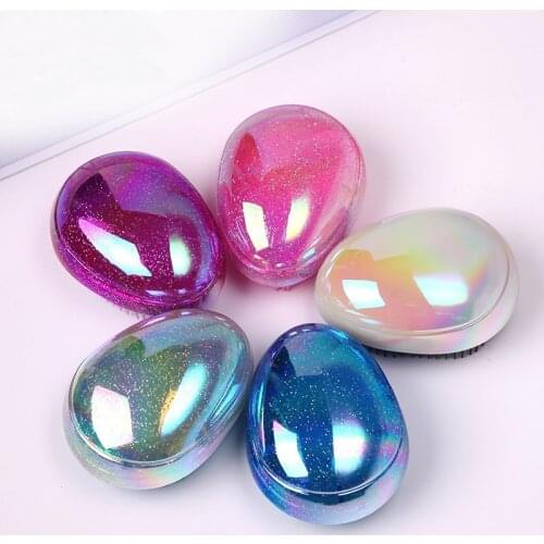 1pc Mini Egg Hair Comb Brush Round Shape Soft Hairbrush Detangling Hair Brush Hair Styling Hairdressing Comb For Travel