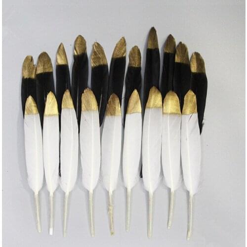 10-15cm/100pcs,Craft golden goose feather, Real feather for wedding party performance decoration, DIY accessories,Easter decor