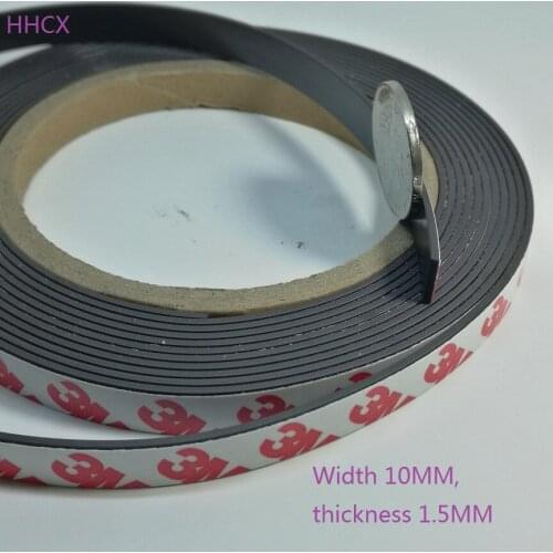 10 Meters Rubber Magnet 10*1.5 mm 3M Self Adhesive Flexible Magnetic Strip Rubber Tape Width 10mm Thickness 1.5mm 10x1.5 mm