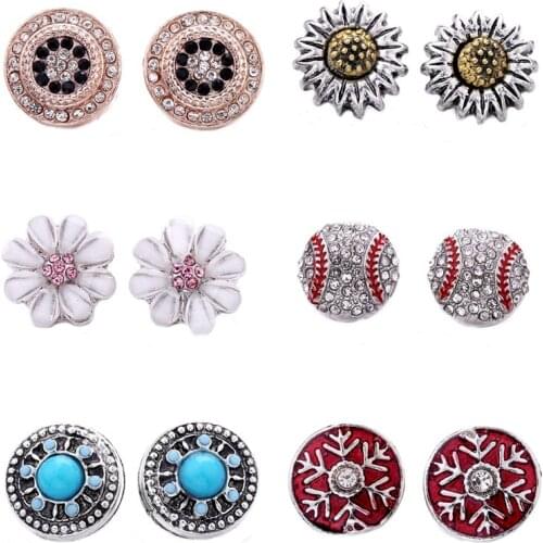 10pcs/lot New Snap Button Jewelry Oil Painting Baseball Crystal Softball 12mm Snap Buttons Fit Leather Metal Snap Bracelet