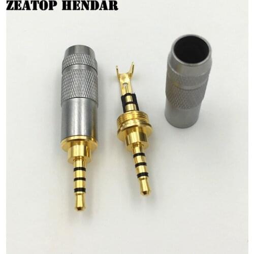 100Pcs Gold Plated Straight 4 Pole 2.5mm Stereo TRRS Repair Headphone Male Plug Jack Metal Audio Connector