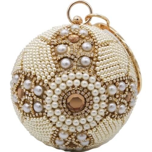 13x13CM Totes Bag Evening Bag Round Pearl Bag With Diamonds Handbag Evening Bag Banquet Bag a6679