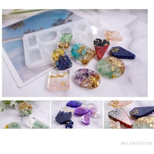 2 Pcs/set UV Resin DIY Jewelry Crystal Epoxy Mould Necklace Pendant Earrings Making Silicone Mold J19 21 Dropshipping