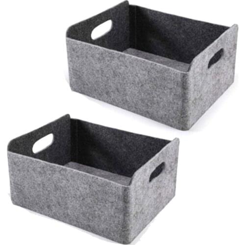 2Pcs Felt Storage Basket/Bin with Handles, Collapsible & Convenient Storage Solution